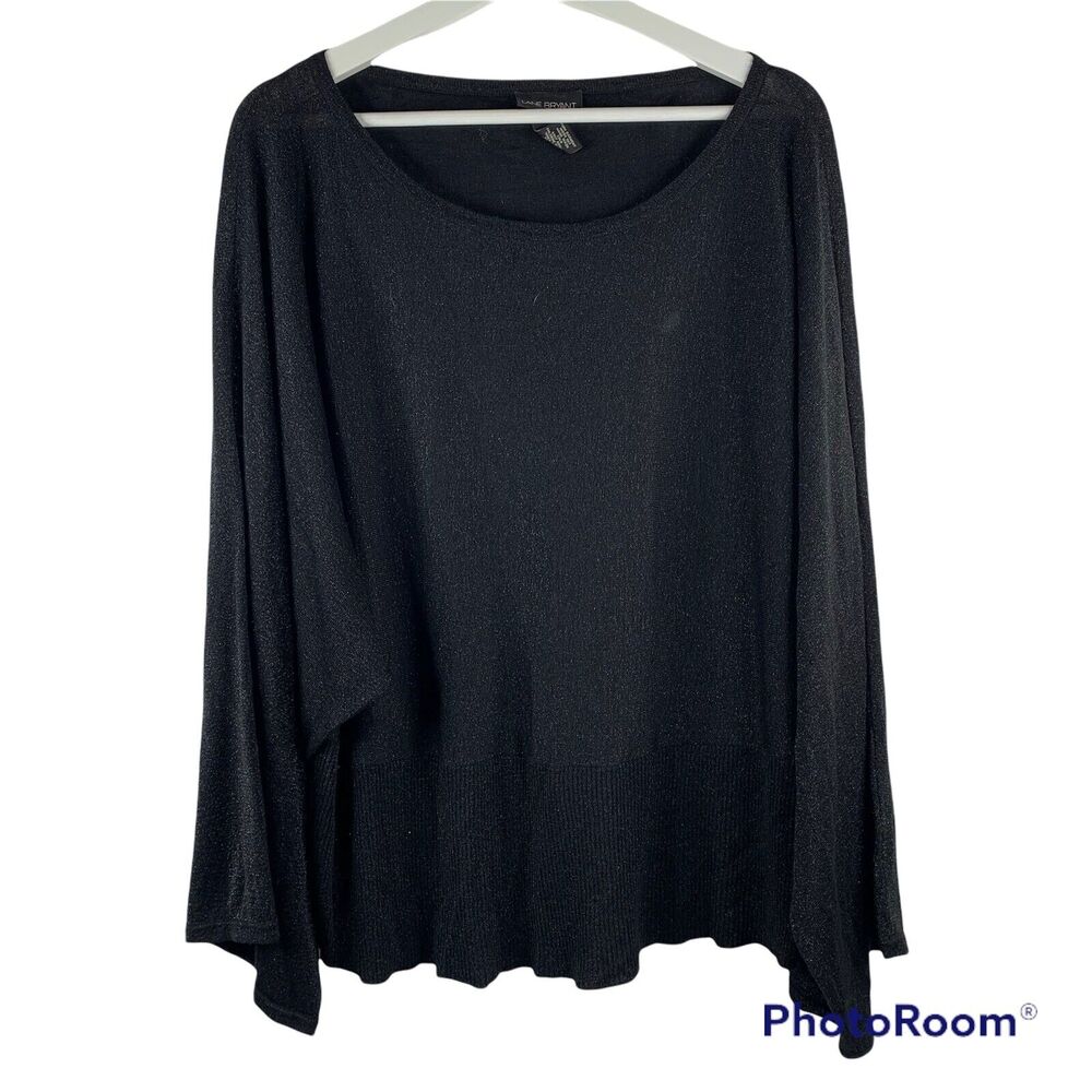 Lane Bryant Sz 22/24 Sweater Metallic Scoop Neck Long Kimono Sleeve Blouse Top